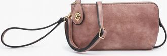 Jen & Co. Crossbody Wristlet Clutch With Twist Lock Closure In Dark Rose