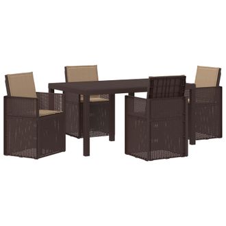 vidaXL Conjunto De Comedor De Jard&iacute;n Con Coj&iacute;n 5 Pcs Marr&oacute;n Y Topo Pp Vidaxl