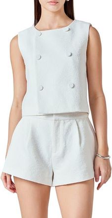 endless rose Double Breasted Crop Top in White at Nordstrom, Size X-Small