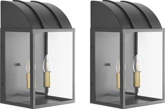 Beliani Conjunto De 2 L&aacute;mparas De Pared Exterior De Metal Estilo Tradicional Puerta Principal Porche Negro Belitsa