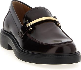 Tod's Womens Bordeaux Calfskin Slip-On Loafers