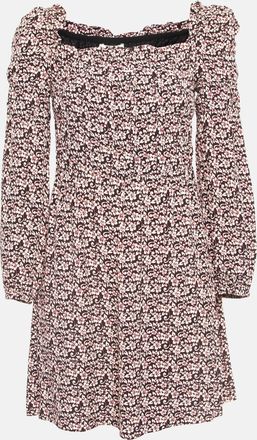 Maje Black/pink Floral Print Crepe Ranael Mini Dress