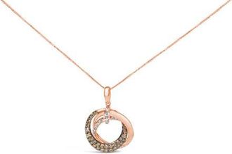 House of Brilliance 14K Rose Gold 3/4 Cttw Brown and White Diamond Interlocking Circle Hoop Pendant in Pink at Nordstrom