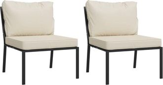 vidaXL Sillas De Jard&iacute;n 2 Uds Acero Con Cojines Color Arena 60x74x79cm Vidaxl