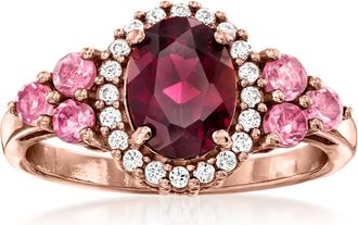 Ross-Simons Rhodolite Garnet and. Pink Tourmaline Ring With. White Zircon in 18kt Rose Gold Over Sterling