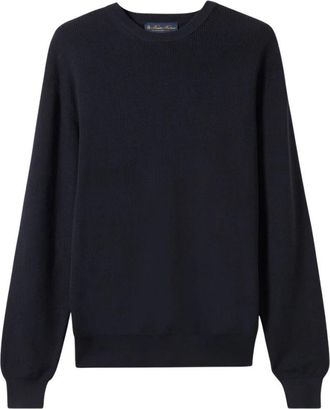 Brooks Brothers Katoenen ronde hals trui - Heren - Ronde hals truien - Blauw - L - Katoen - Truien & Vesten