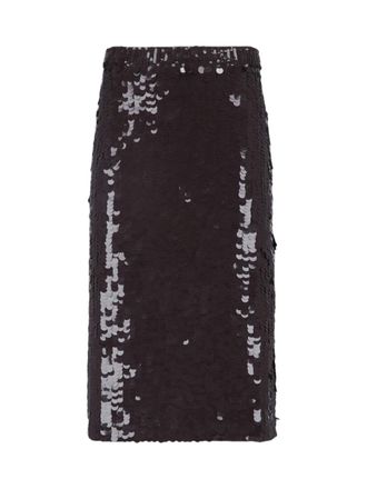 P.A.R.O.S.H. Brown Sequin Midi Skirt