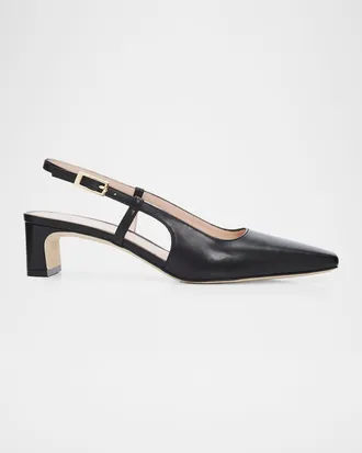 Stuart Weitzman 40mm Baby Babette Leather Slingback Pumps