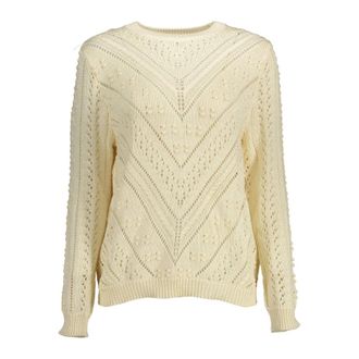 Kocca Witte Longsleeve Geborduurde Top - Dames - Ronde hals truien - Wit - S - Truien & Vesten