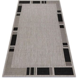 RugsX Alfombra De Cuerda Sisal Floorlux 20195 Plateado /negro Grey 140x200 Cm