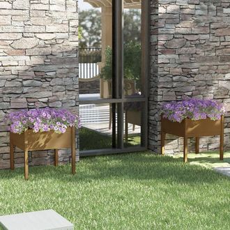 vidaXL Vidaxl - Jardineras 2 Uds Madera Maciza De Pino Marr&oacute;n Miel 70x70x70 Cm