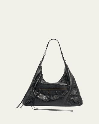 Balenciaga Le City Medium Leather Hobo Bag