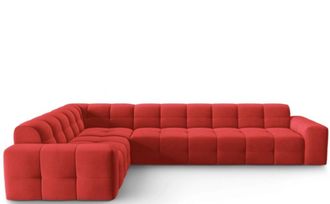 BLOOMINGLOFT 6-Sitzer Design Ecksofa Kendal Bezug: Rot