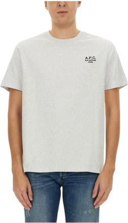 A.P.C. A.p.c., Tops, Dames, Grijs, 2Xl, Katoen, Logo Katoenen T-shirt