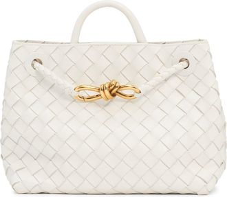 Bottega Veneta Small Andiamo Intrecciato Shoulder Bag in White/Brass/White at Nordstrom