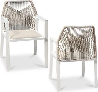 Best Choice Products Set of 2 Indoor/Outdoor Aluminum Woven Rope Dining Chairs w/ Armrests