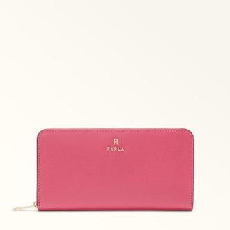 Furla Camelia Zip Around Xl Velvet Pink Textured Leather Woman