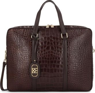 Kazar Ge&euml;tste bruin lederen laptoptas - Dames - Laptoptassen - Bruin - ONE Size - Leer - Tassen