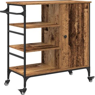 vidaXL Carro de Cocina Madera vieja 87.5 x 38.5 x 84.5 cm vidaXL