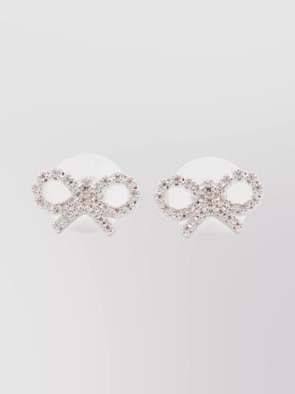 Self Portrait crystal bow stud earrings