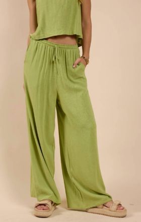 Sadie & Sage Sugarloaf Elastic Waist Pant In Avocado