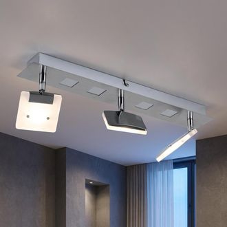 Globo Lighting Plafoniera Led Lampada Da Soffitto Lampada Da Soggiorno Alluminio Nichel Mobile L 45 Cm