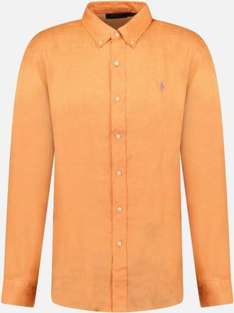 Polo Ralph Lauren Mens Polo Ralph Lauren Custom Fit Linen Shirt in Poppy - Orange - Size: 38/Regular