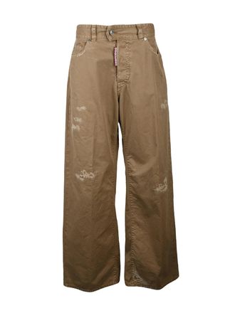 Dsquared2 Wide-Leg Trousers with Distressed Details