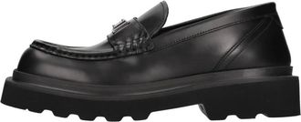 Dolce & Gabbana Logo Plaque Geborsteld Leren Loafers - Dames - Loafers - Zwart - 37 EU - Leer - Schoenen