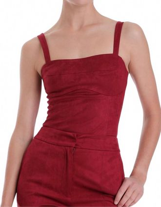Karina Grimaldi Veronica Suede Bodysuit In Garnet