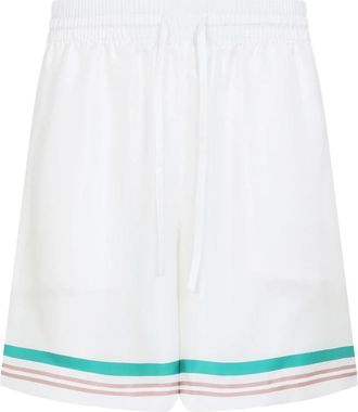 Casablanca Witte Zijden Bermuda Shorts - Heren - Korte Broeken - Wit - M - Korte Broeken