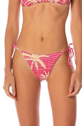 Maaji Palm Excel Sunning Reversible Bikini Bottoms in Pink Overflow at Nordstrom, Size Medium