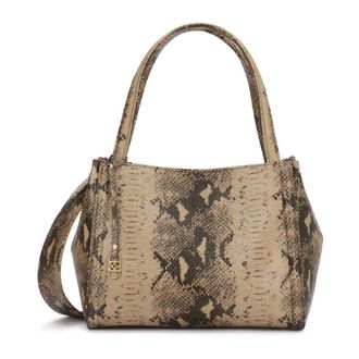 Kazar Tassen, Dames, Beige, ONE Size, Leer, Leren Schoudertas met Reli&euml;f