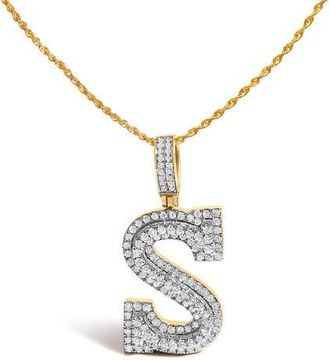 House of Brilliance Mens 10K Yellow Gold 1 5/8 Cttw Letter S Initial Pendant Necklace at Nordstrom