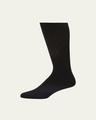 Bresciani Mens Cashmere Cable Knit Mid-Calf Socks