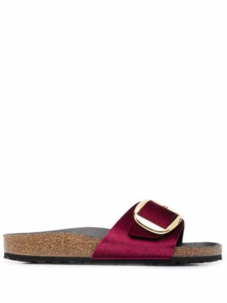 Birkenstock logo buckle-detail velvet sandals - Purple