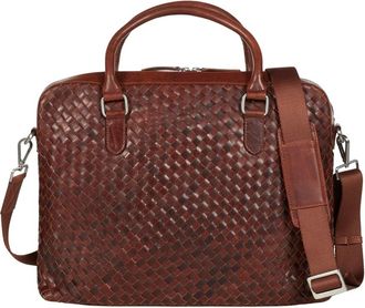 Howard London Braided Laptop Bag John - Heren - Laptoptassen - Bruin - ONE Size - Leer - Tassen