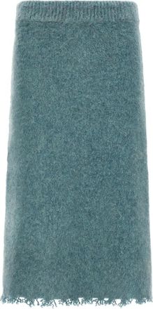 Jil Sander Wool Knit Skirt - Dames - Midirokken - Blauw - S - Wol - Rokken
