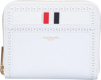 Thom Browne Pebble Grain Half Zip Around Wallet - female - Thom Browne - Wallets & Cardholders - White - ONE SIZE - Accessories