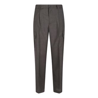 Dolce & Gabbana Straight Trousers, male, Gray, Size: XL Wool Canvas Trousers