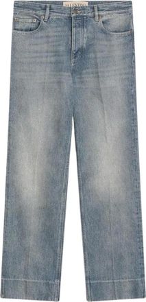 Valentino Vintage Wash Wide Leg Jeans - Heren - Jeans - Blauw - Maat: W32 Katoen