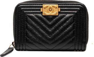 Chanel Boy Chanel Black Leather Coin Purse/Coin Case (Pre-Owned)