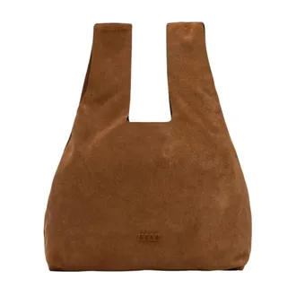 Msgm Msgm, Tassen, Dames, Bruin, ONE Size, Leer, Medium Suede Tote Bag