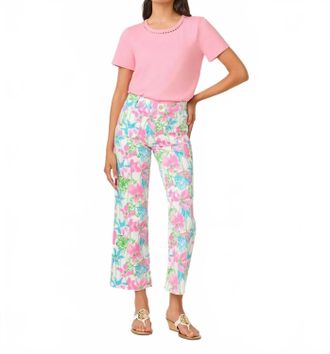 Lilly Pulitzer Harleen High Rise Crop Jean In Resort White Viney Liney