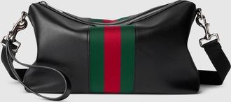 Gucci Mega Web Trademark Medium Crossbody Bag, Black, Leather