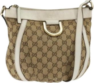 Gucci Pre-owned Cross Body Bags, female, Beige, Size: ONE SIZE Pre-owned Canvas Cross Body Bag