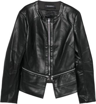 Karl Lagerfeld Perfecta Negra Asimetrica Zip - Dames - Zomerjassen - Zwart - S - Leer - Jassen