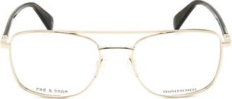 Rag & Bone Mens Gold Tone Rectangular Eyeglass Frames RNB7058/G-1