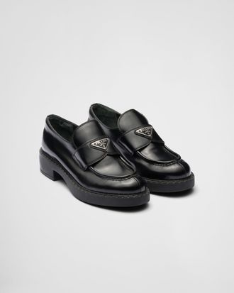 Prada Chocolate brushed leather loafers