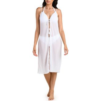 La Blanca Sunbeams Open Tie Front Cover-Up in White at Nordstrom, Size X-Large